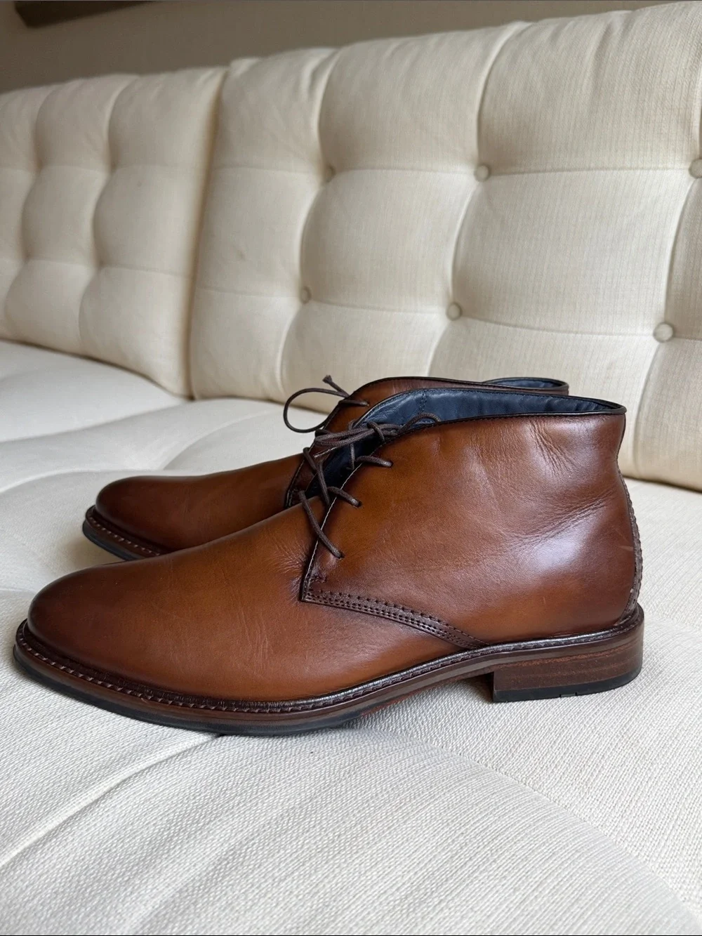 Johnston & Murphy XC Flex Raleigh Chukka boots in brown tan full-grain leather 9